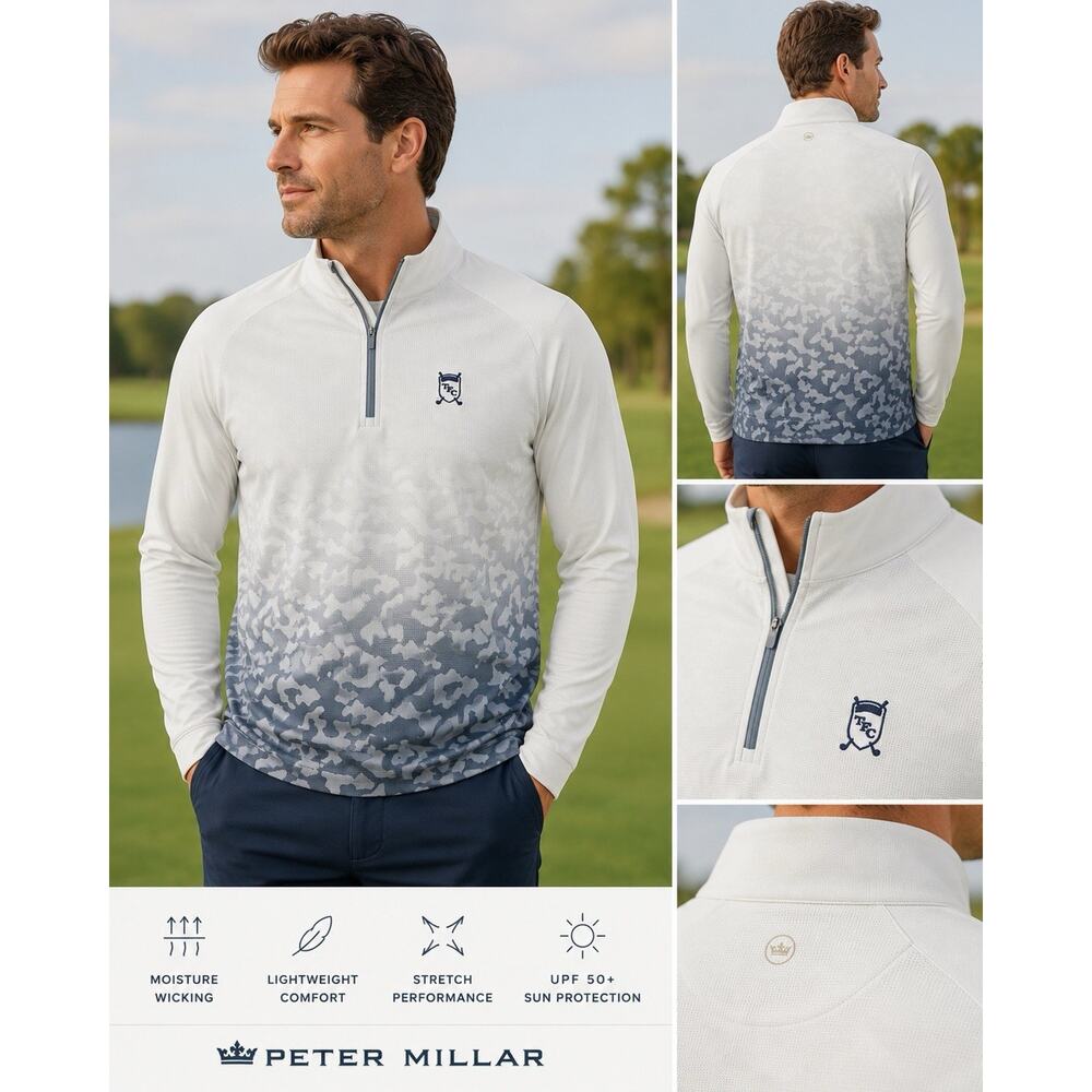 Peter Millar Quarter Zip Pullover Mens M Perth Dip Dye Camo Golf Performance TFC